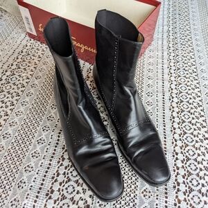 Salvatore Ferragamo Black Leather Boots Narrow